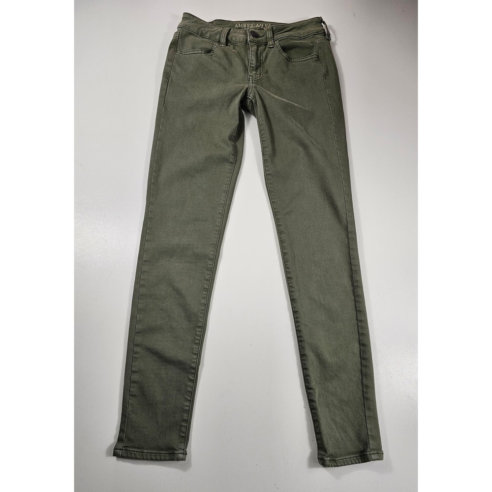 American Eagle size 4 green super stretch jeggings EUC ^